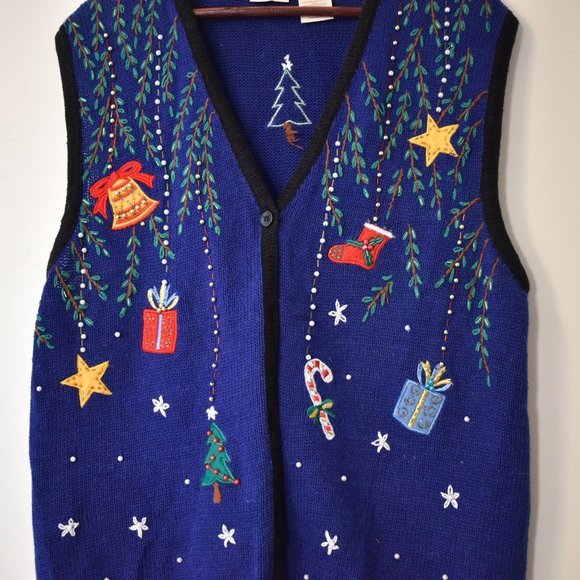 Ugly Christmas Sweater Vest! Decorated with holiday symbols and beads! - Picture 5 of 5